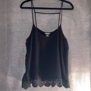 Gauzy flowy black tank with lace trim